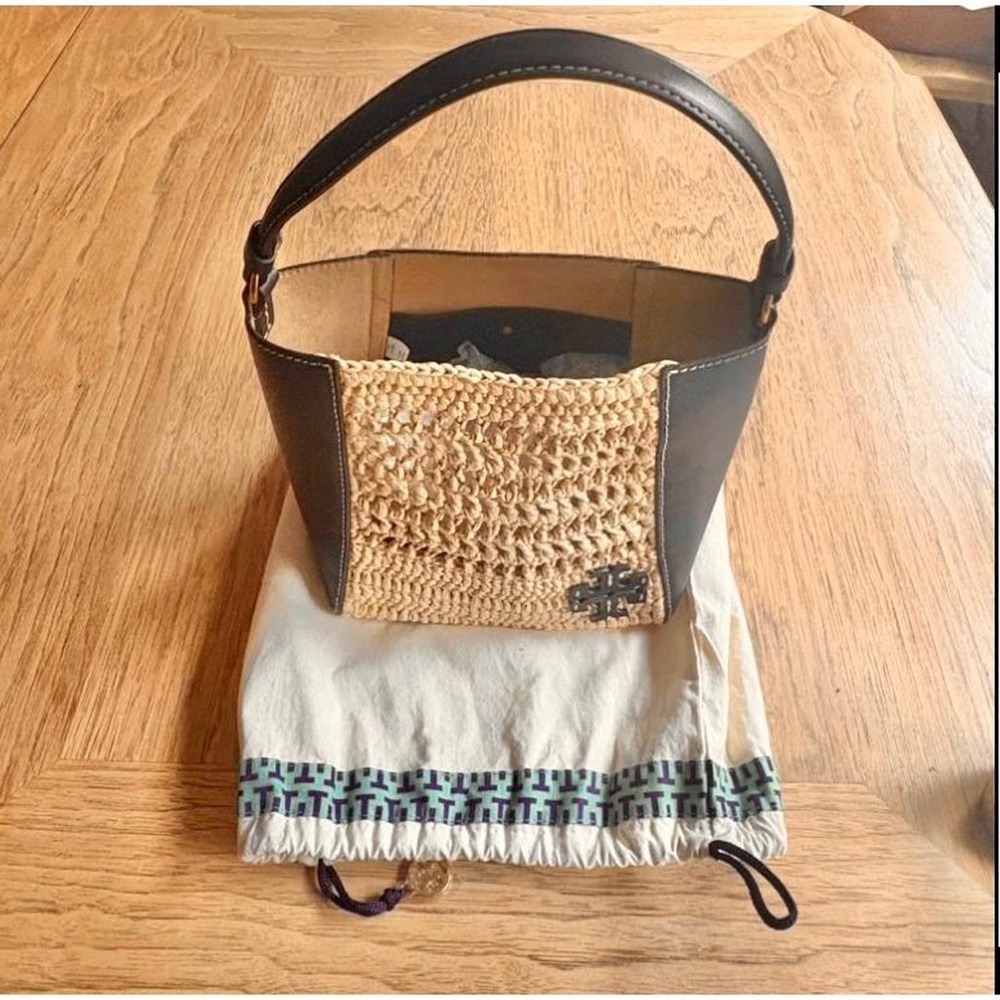 Tory Klein Black and Tan Woven Shoulder Bag